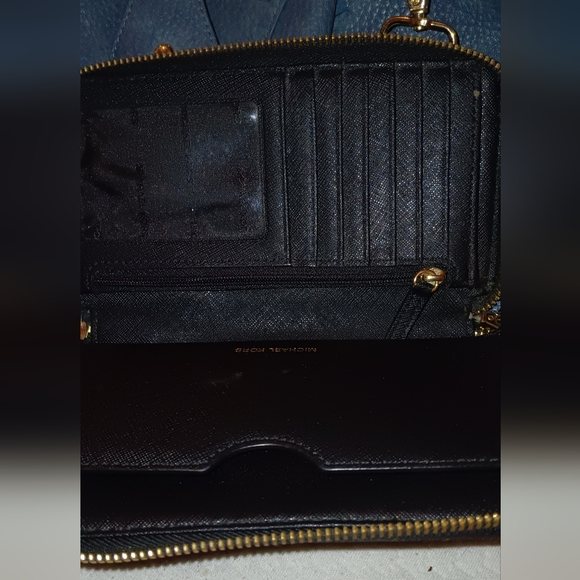 Michael Kors black zip around wallet with ID slot, phone,card, and coin slots - Picture 6 of 9